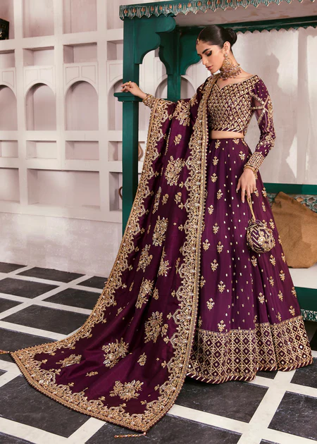 Gulaal Purple Bridal Collection Net Maxi Replica - Image 6
