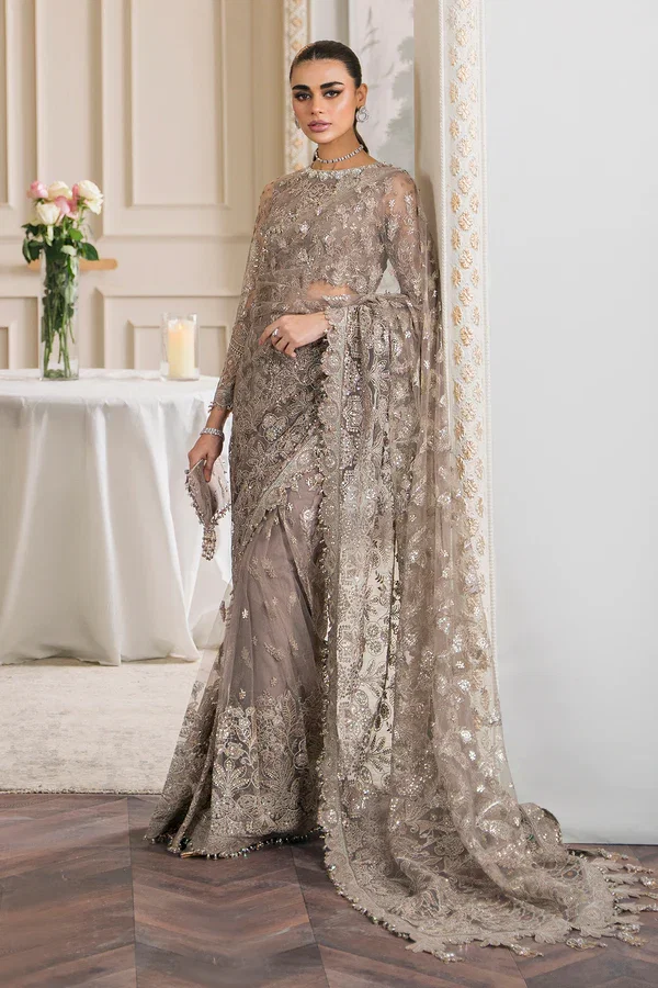 Baroque Brown Exclusive Saree Net Replica - Image 4