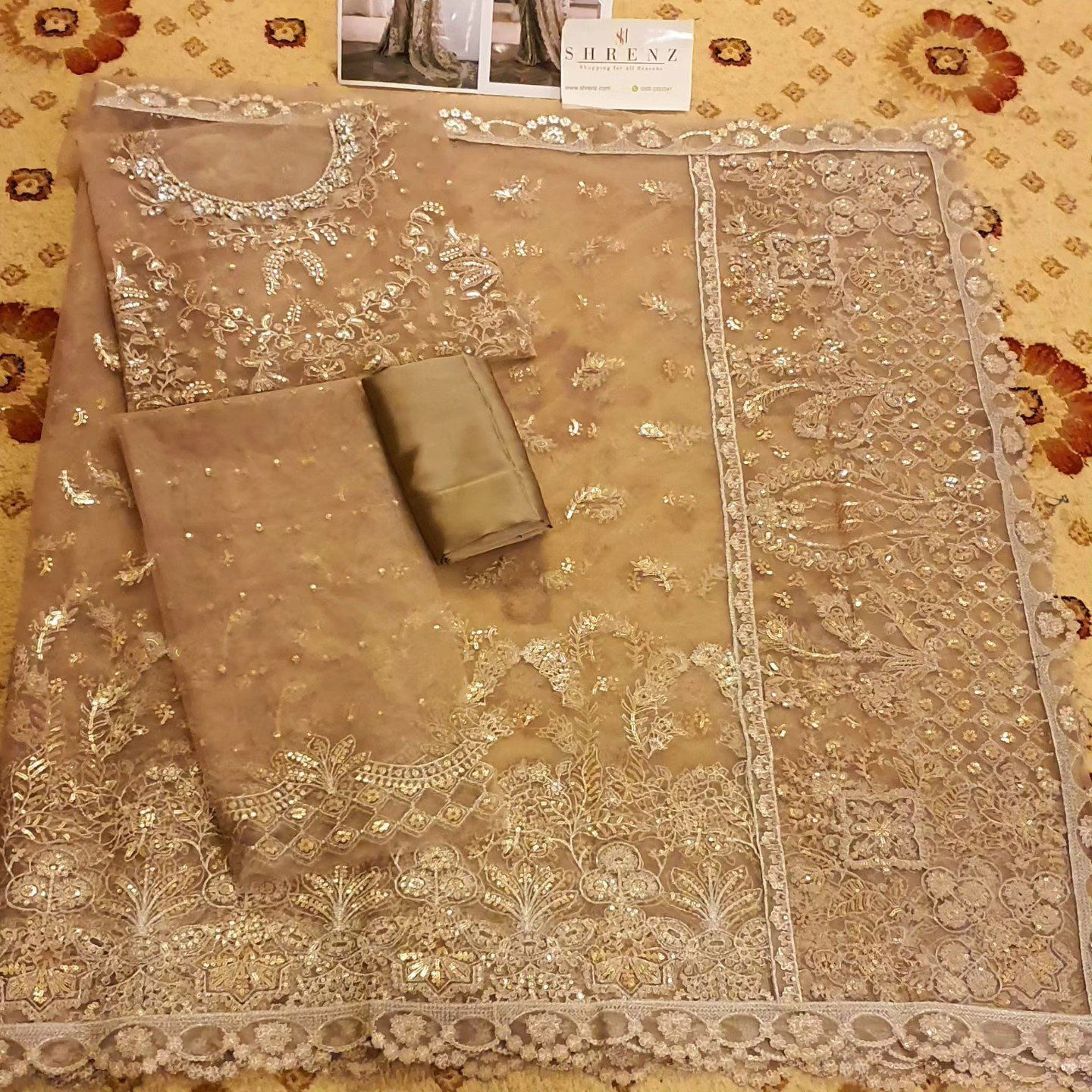 Baroque Brown Exclusive Saree Net Replica - Image 6
