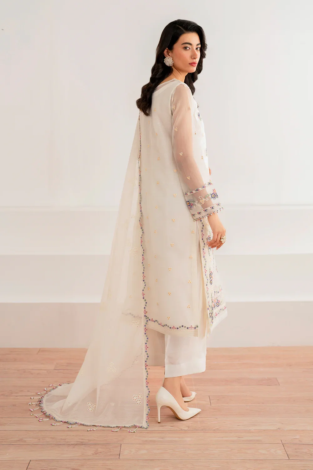 Alternative view of Baroque White Formal Organza Collection Replica