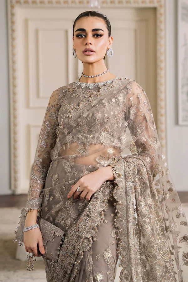 Baroque Brown Exclusive Saree Net Replica - Image 5