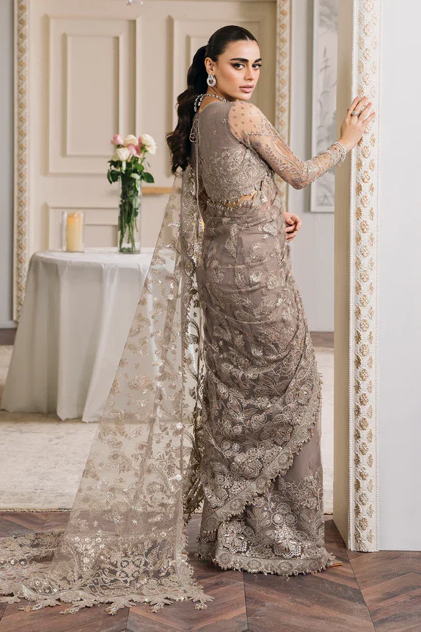 Baroque Brown Exclusive Saree Net Replica - Image 3