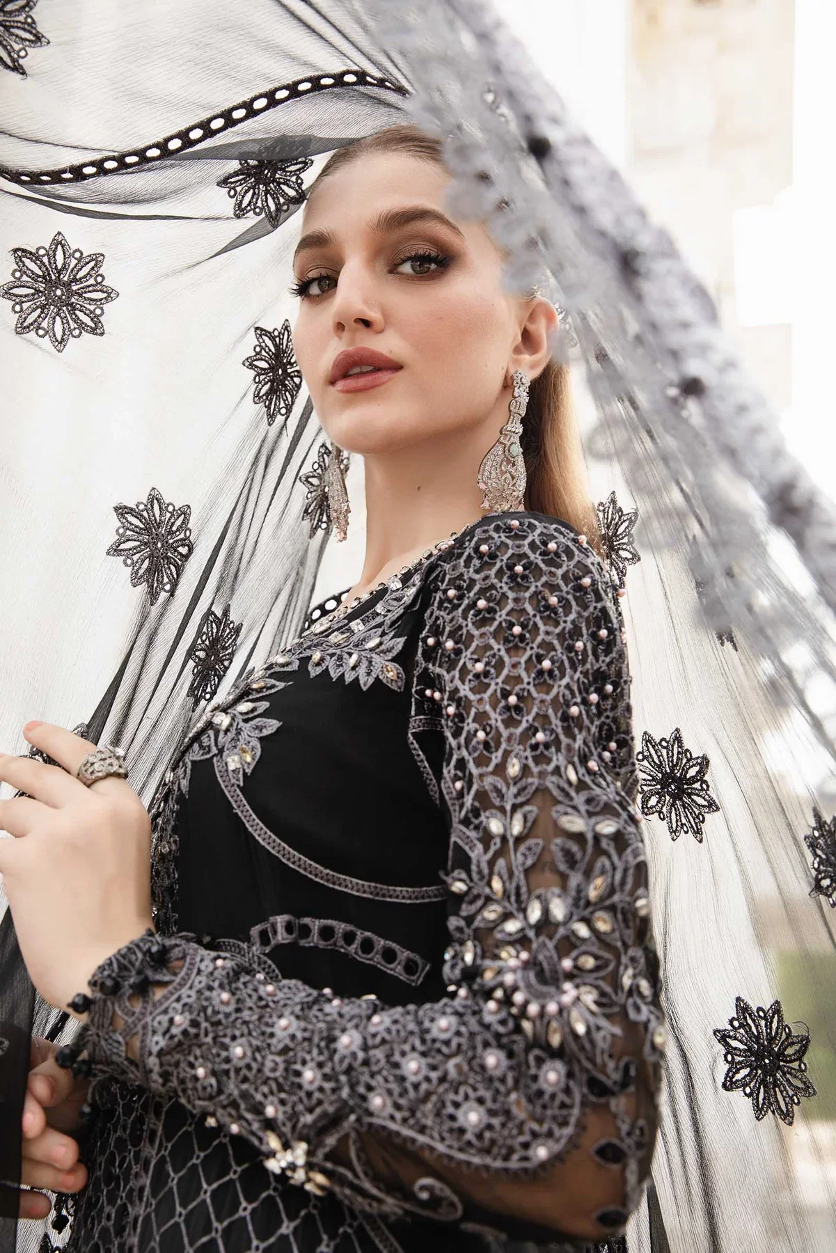 Maria B Black Formal Collection Chiffon Replica - Image 3