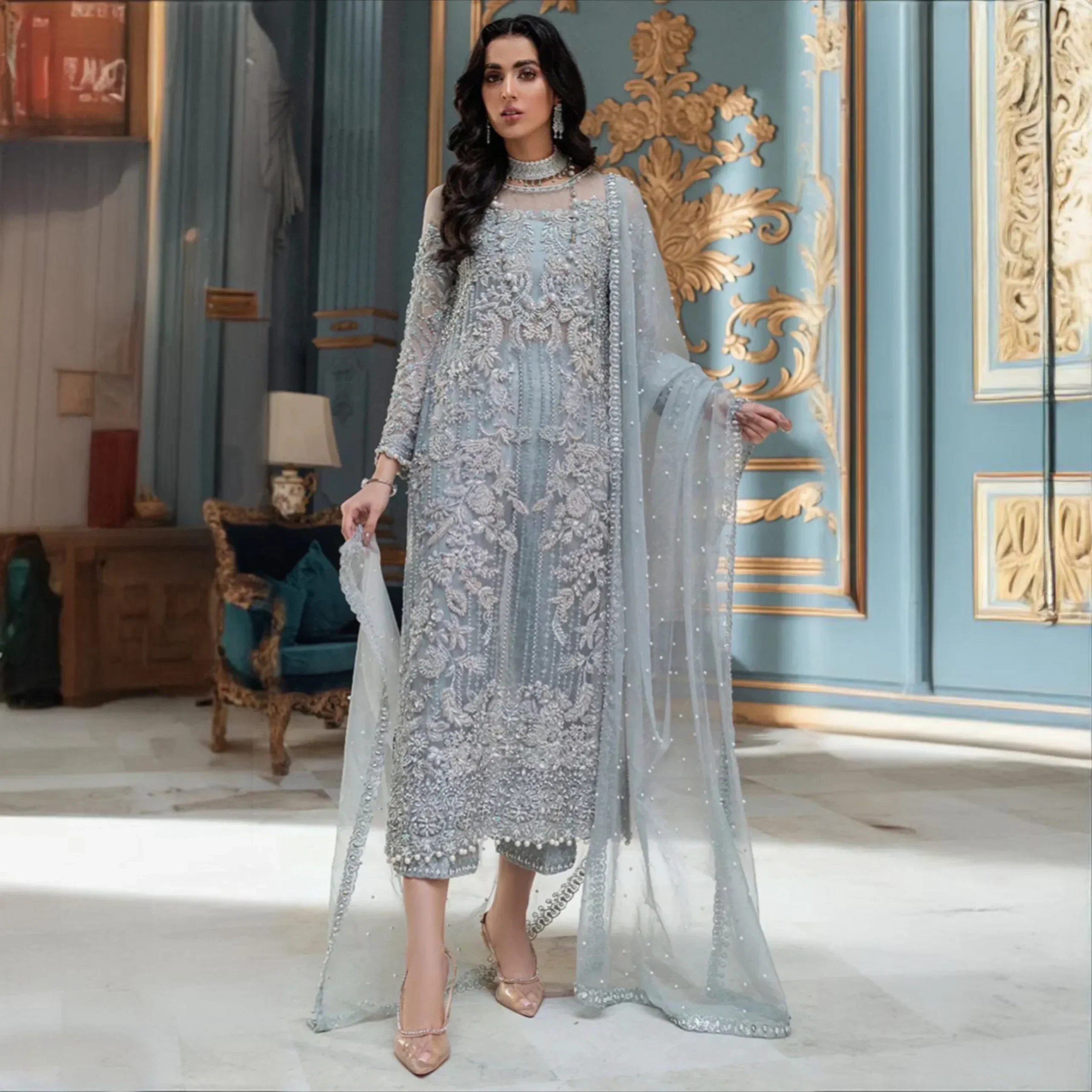 Alternative view of Adela By Mushq Grey Formal Collection Net Replica