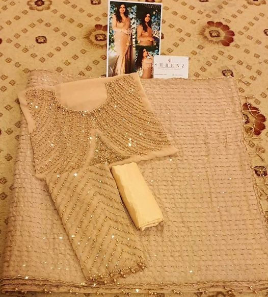 Shrenz Skin Saree Exclusive Collection Chiffon Replica - Image 5
