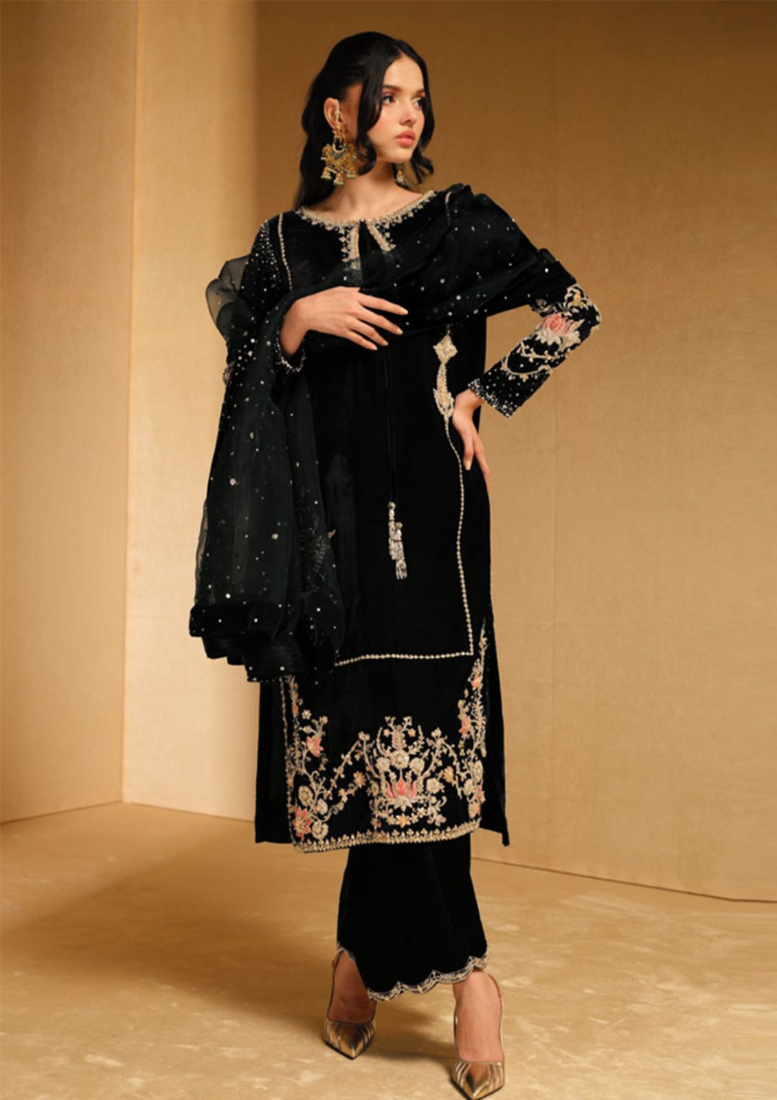Khakaa Luxury Black Formal Collection Velvet Replica