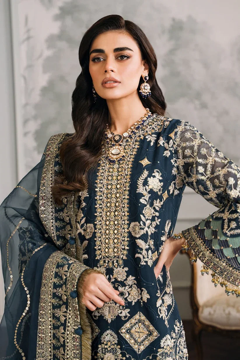Alternative view of Baroque Blue Formal Chiffon Collection Replica