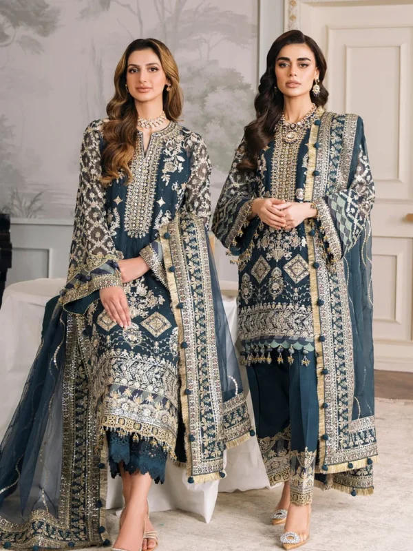 Baroque Blue Formal Chiffon Collection Replica