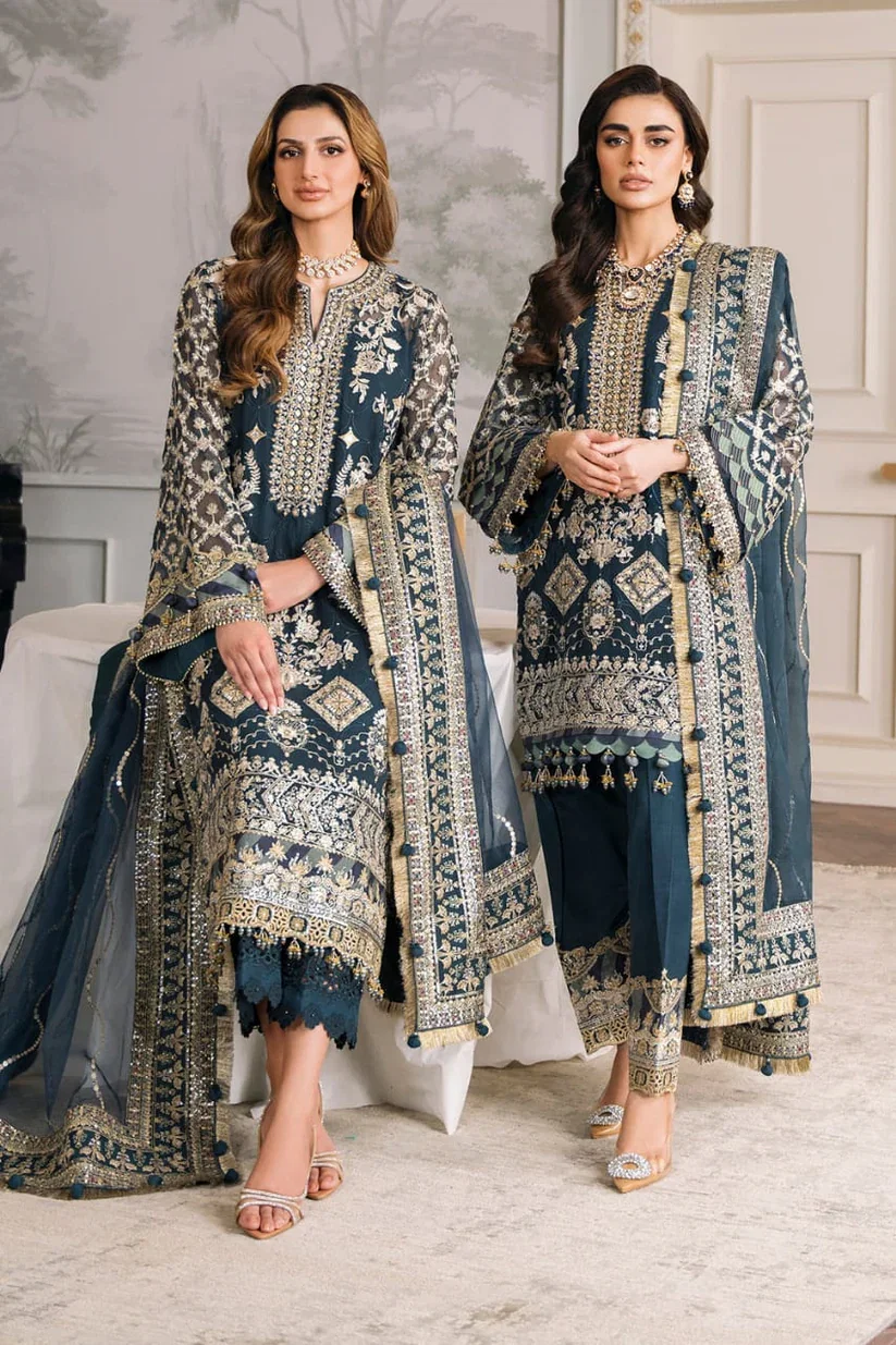 Baroque Blue Formal Chiffon Collection Replica