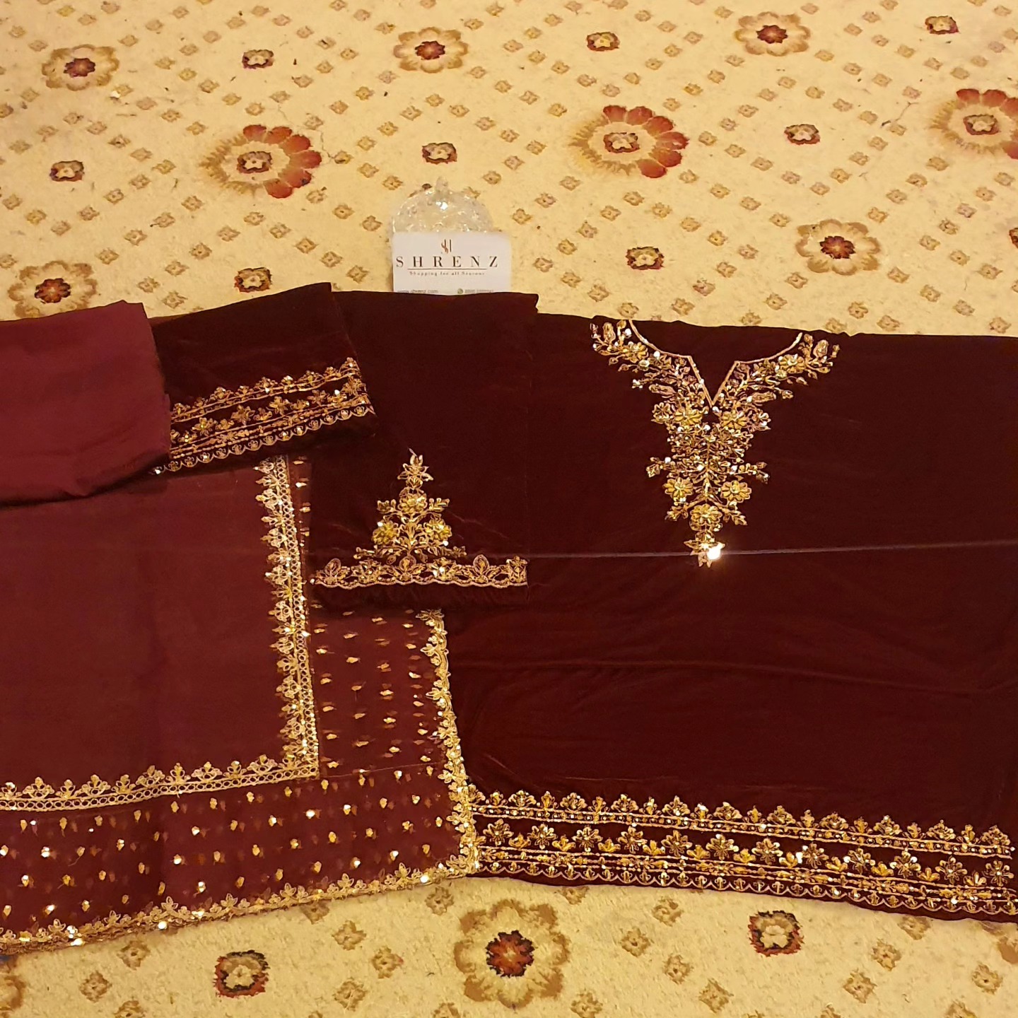 Baroque Maroon Formal Collection Velvet Replica - Image 5