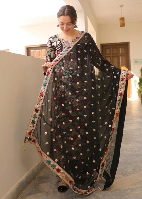 Haseen's Mehnaaz Black Formal Collection Chiffon Replica - Image 2