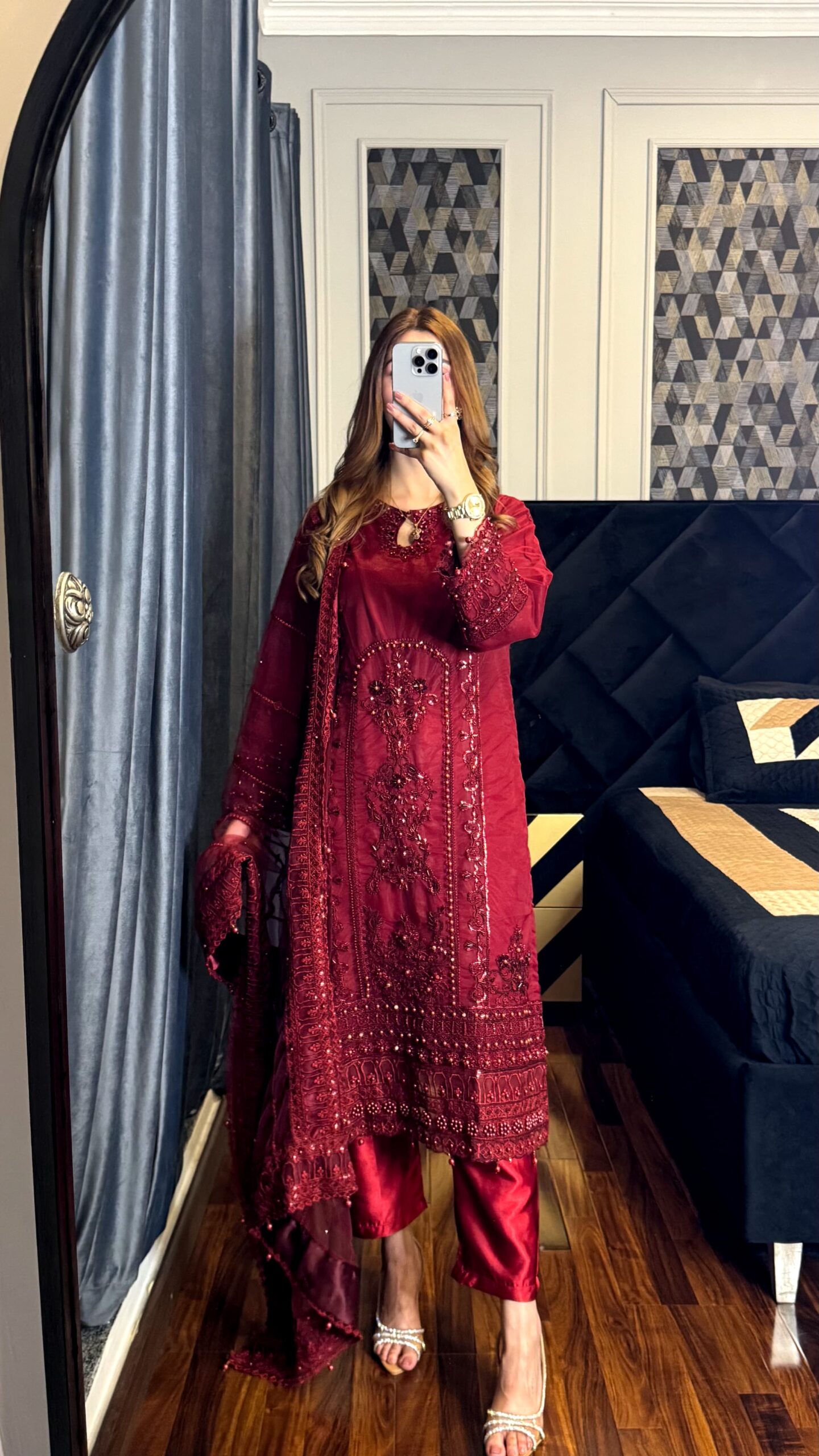 Shrenz 3 Piece Stitched Net Pret Collection - Image 3