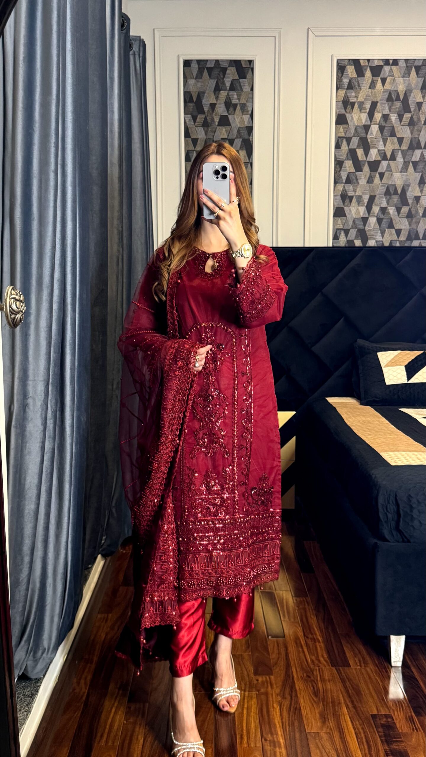 Shrenz 3 Piece Stitched Net Pret Collection - Image 2