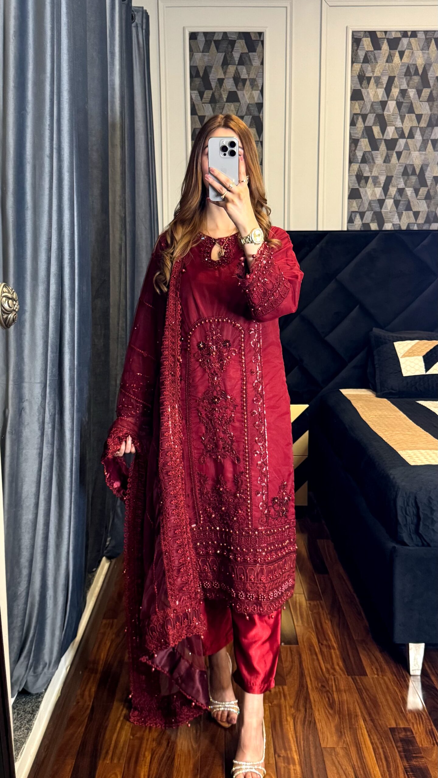 Shrenz 3 Piece Stitched Net Pret Collection