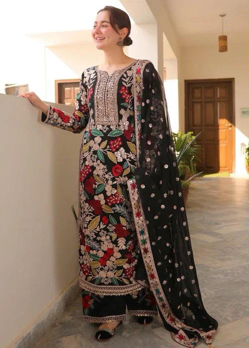 Haseen's Mehnaaz Black Formal Collection Chiffon Replica - Image 5
