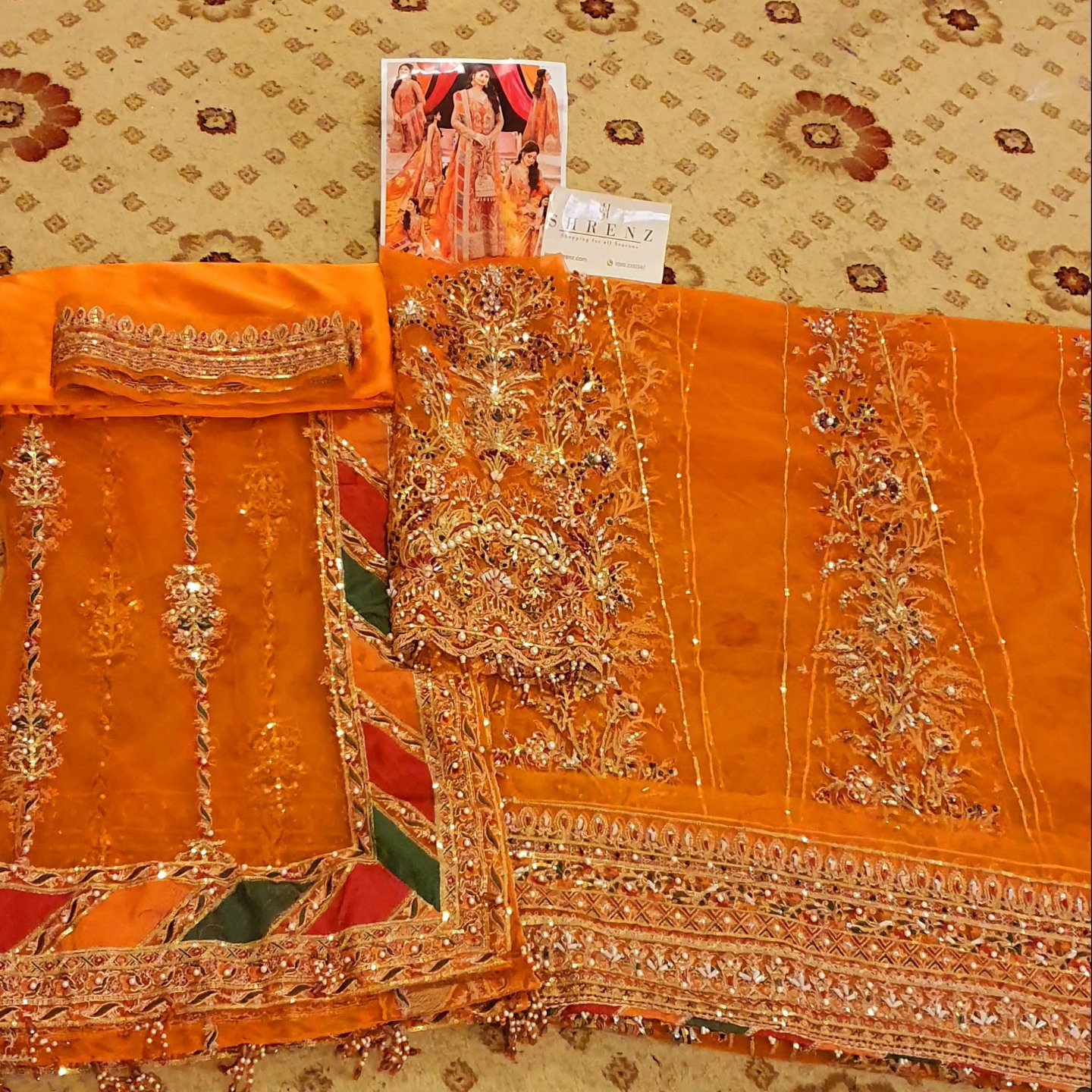 Kanwal Malik Orange Bridal Collection Net Maxi Replica - Image 5