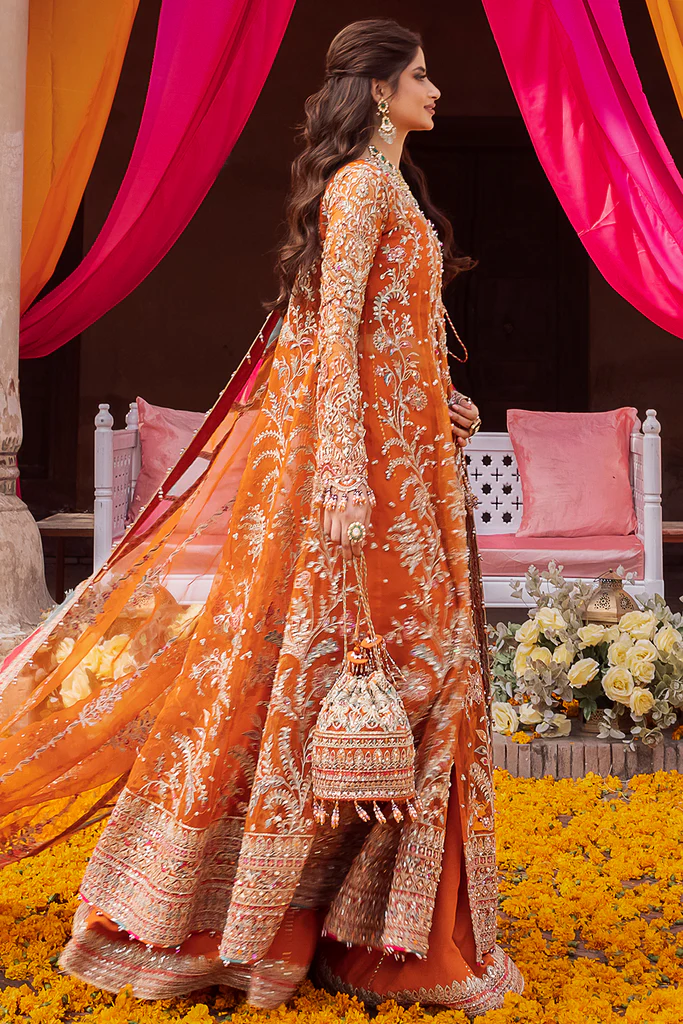 Kanwal Malik Orange Bridal Collection Net Maxi Replica - Image 4