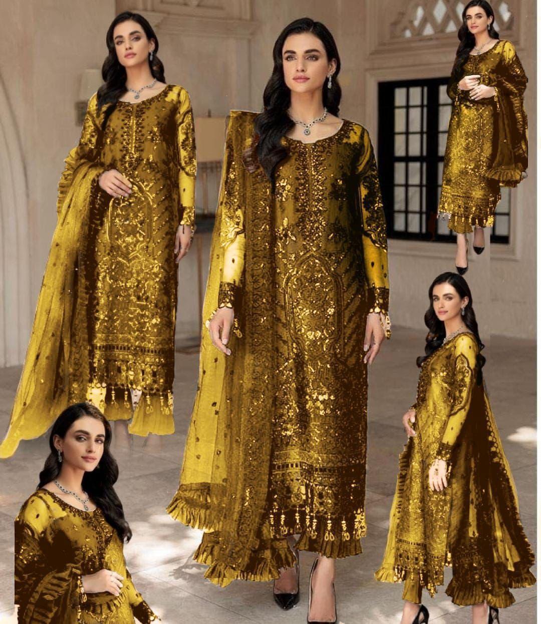 Emaan Adeel Mehendi Formal Collection Chiffon Replica