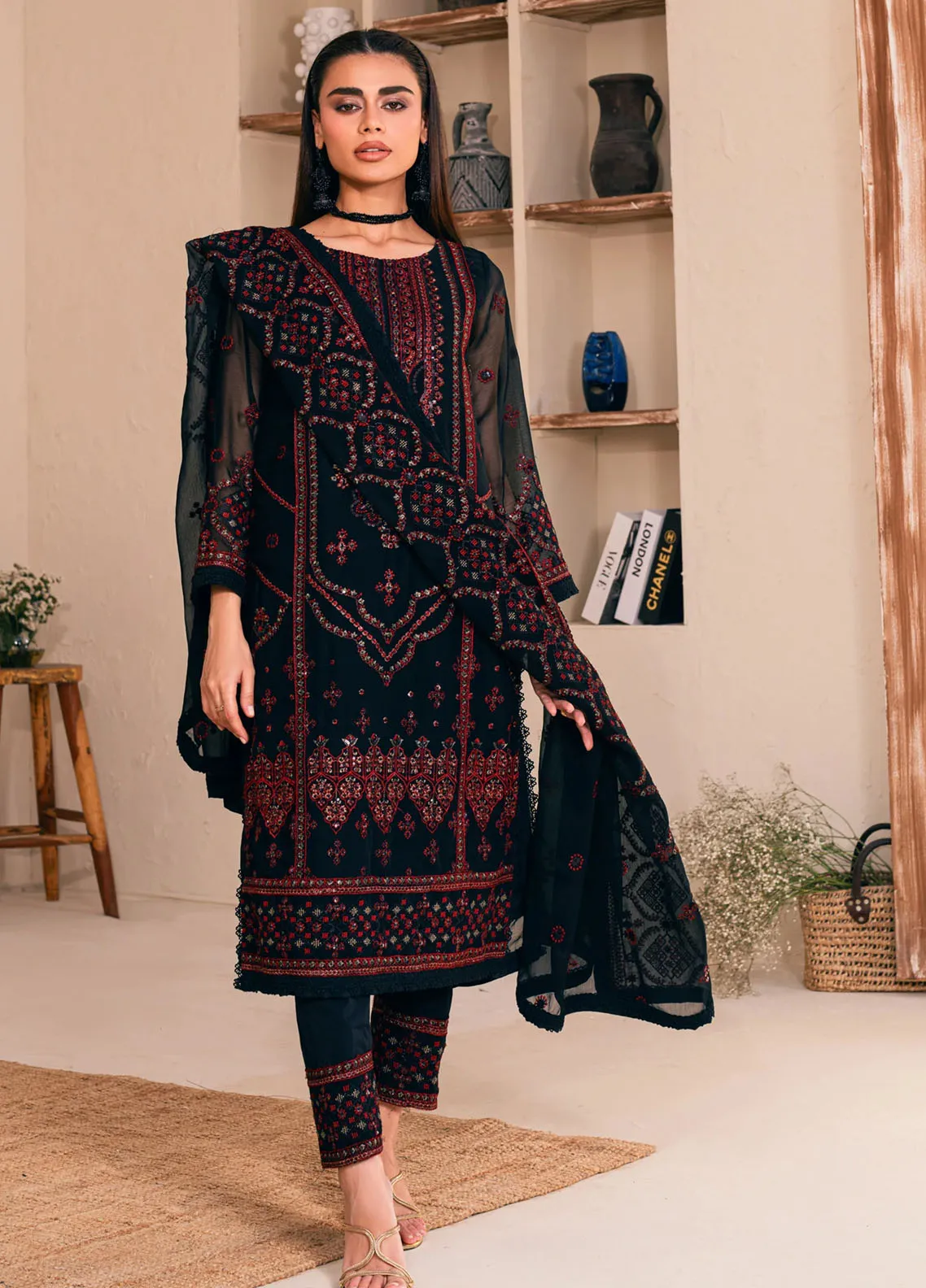 Noorma Kaamal Black Formal Collection Chiffon Replica - Image 3