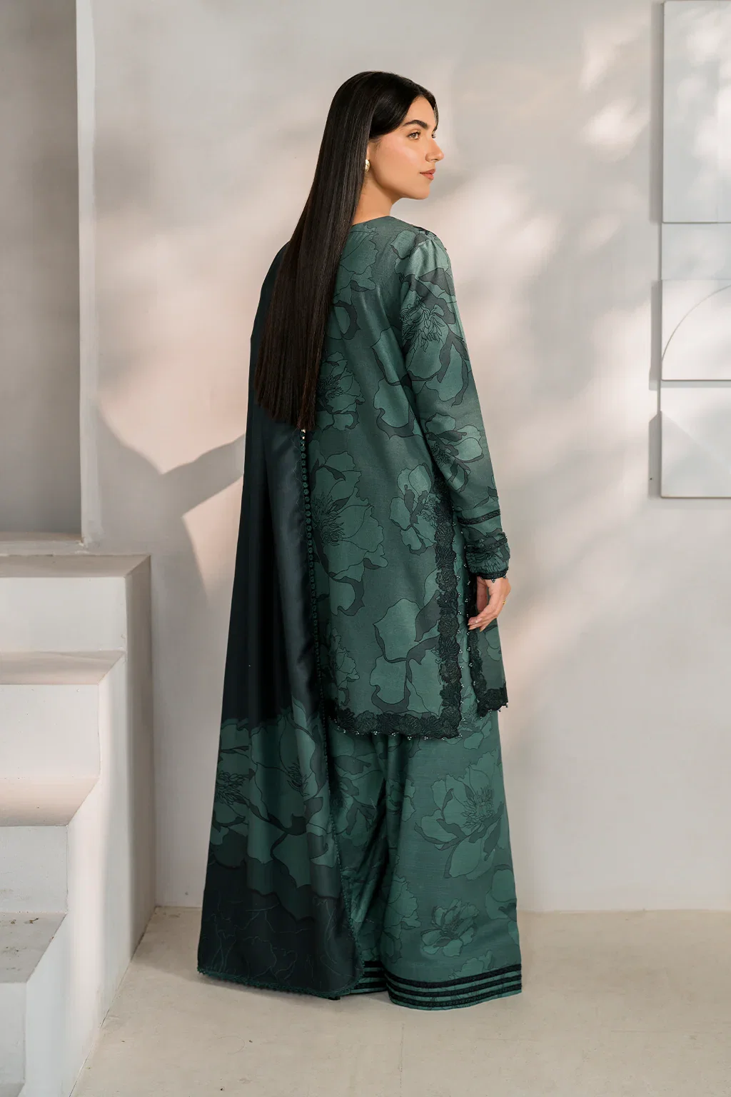 Iznik Green Digital Printed Lawn Collection Replica - Image 5