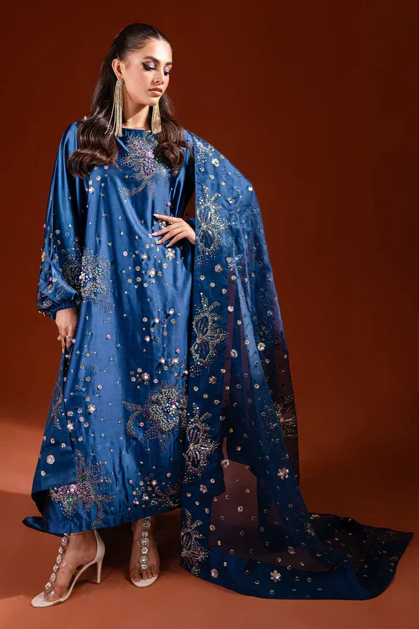 Nureh Blue Formal Collection Raw Silk Replica