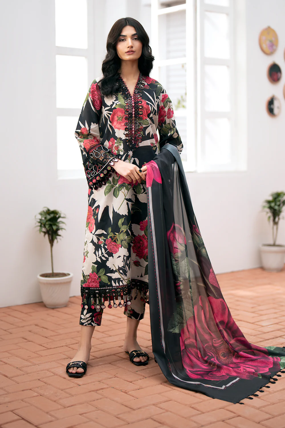 Baroque Black Digital Printed Lawn Collection Replica