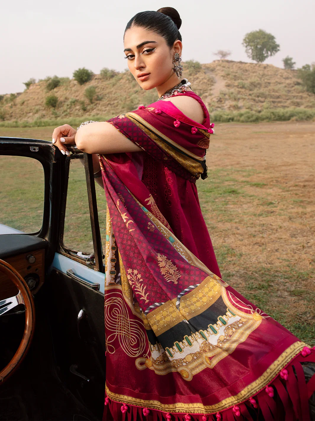 Bin Ilyas Red Luxury Lawn Collection Replica - Image 4