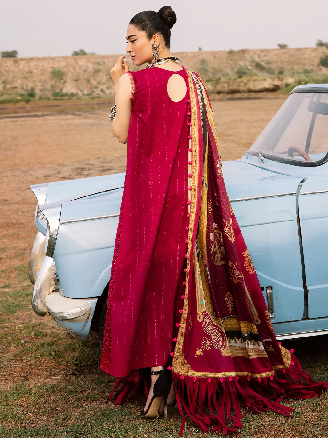 Bin Ilyas Red Luxury Lawn Collection Replica - Image 3