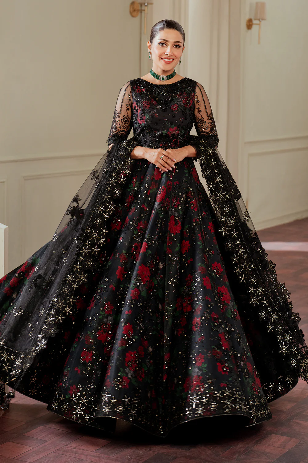 Baroque Black Maxi Bridal Collection Net Replica