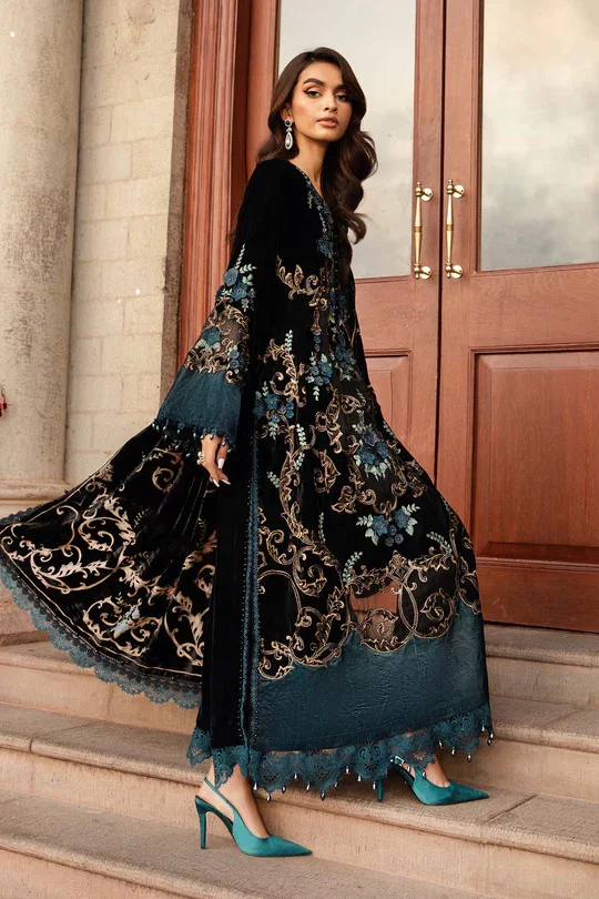 Maria B Black Formal Collection Palachi Velvet Replica - Image 5