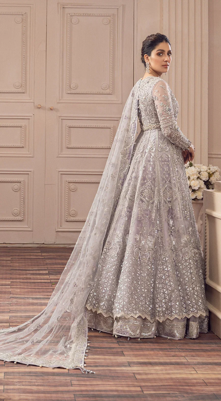 Alternative view of Nameera By Farooq Purple Maxi Collection Net Replica