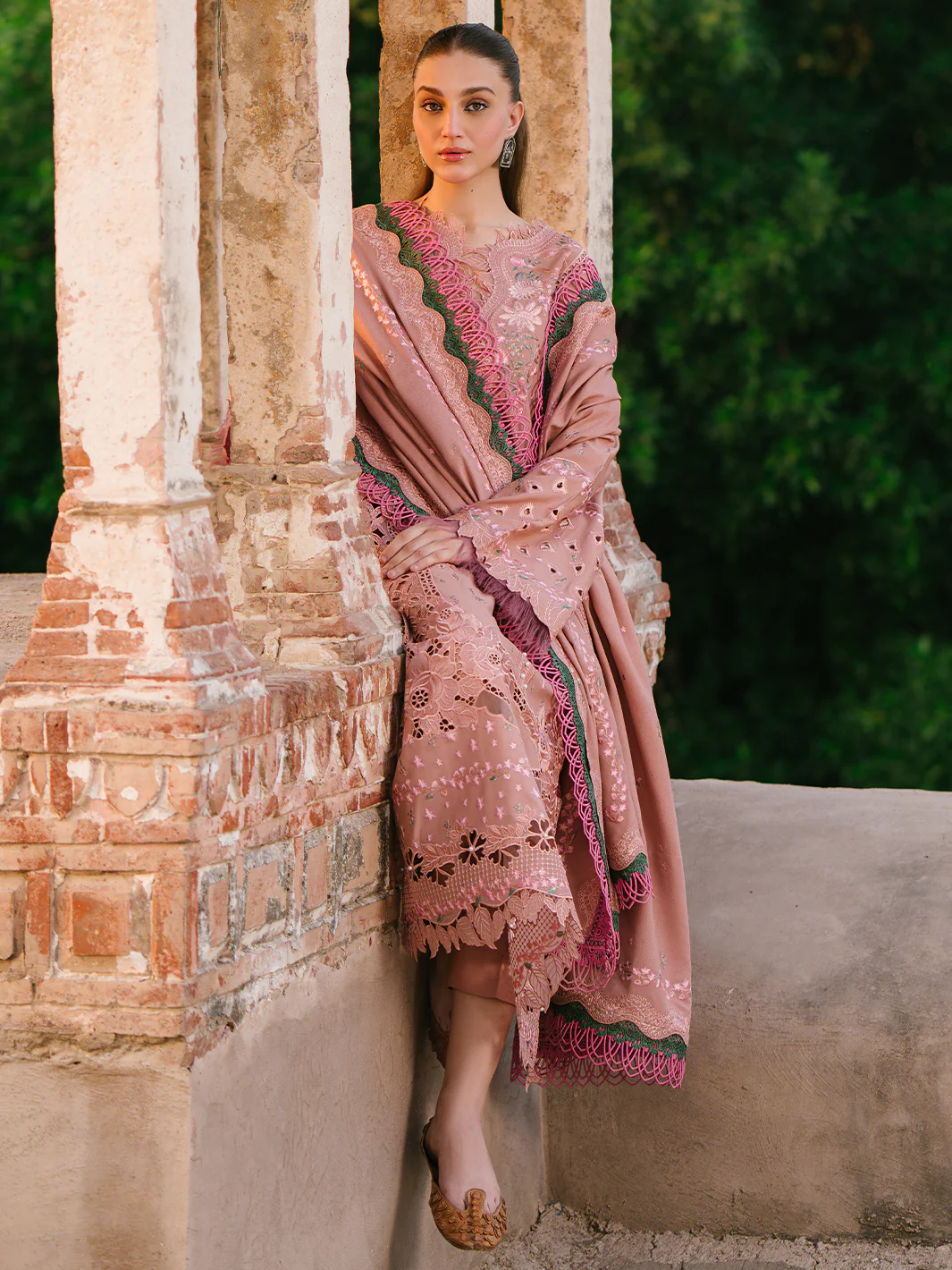 Bin Ilyas Peach Luxury Lawn Collection Replica - Image 4