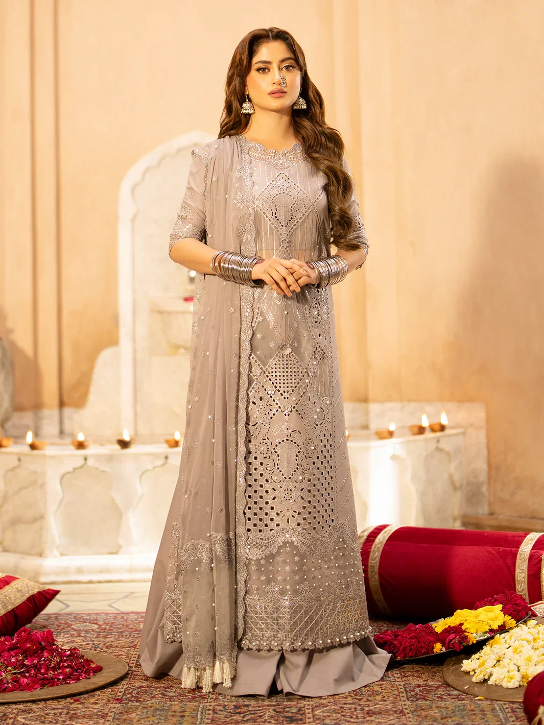 Bin Ilyas Grey Luxury Lawn Collection Replica