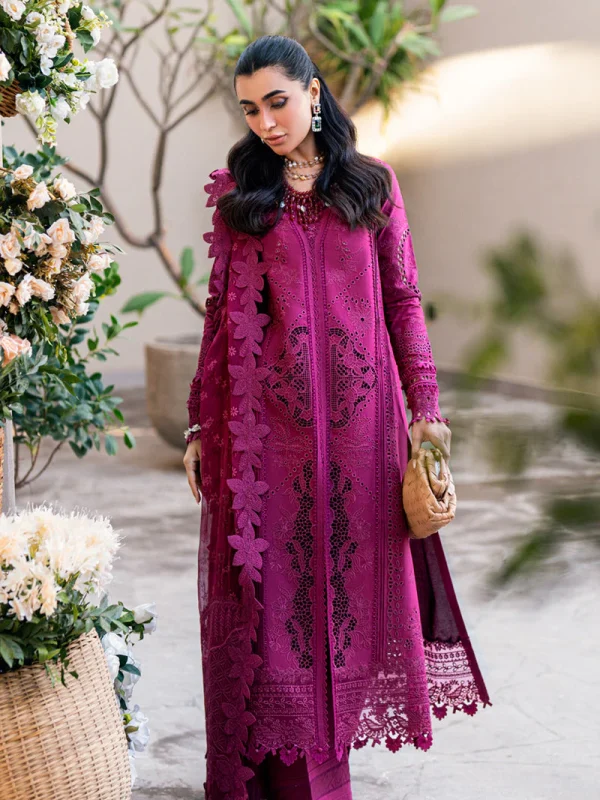 Qalamkar Shocking Pink Luxury Lawn Collection Replica