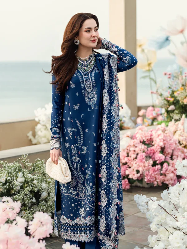 Qalamkar Blue Luxury Lawn Collection Replica