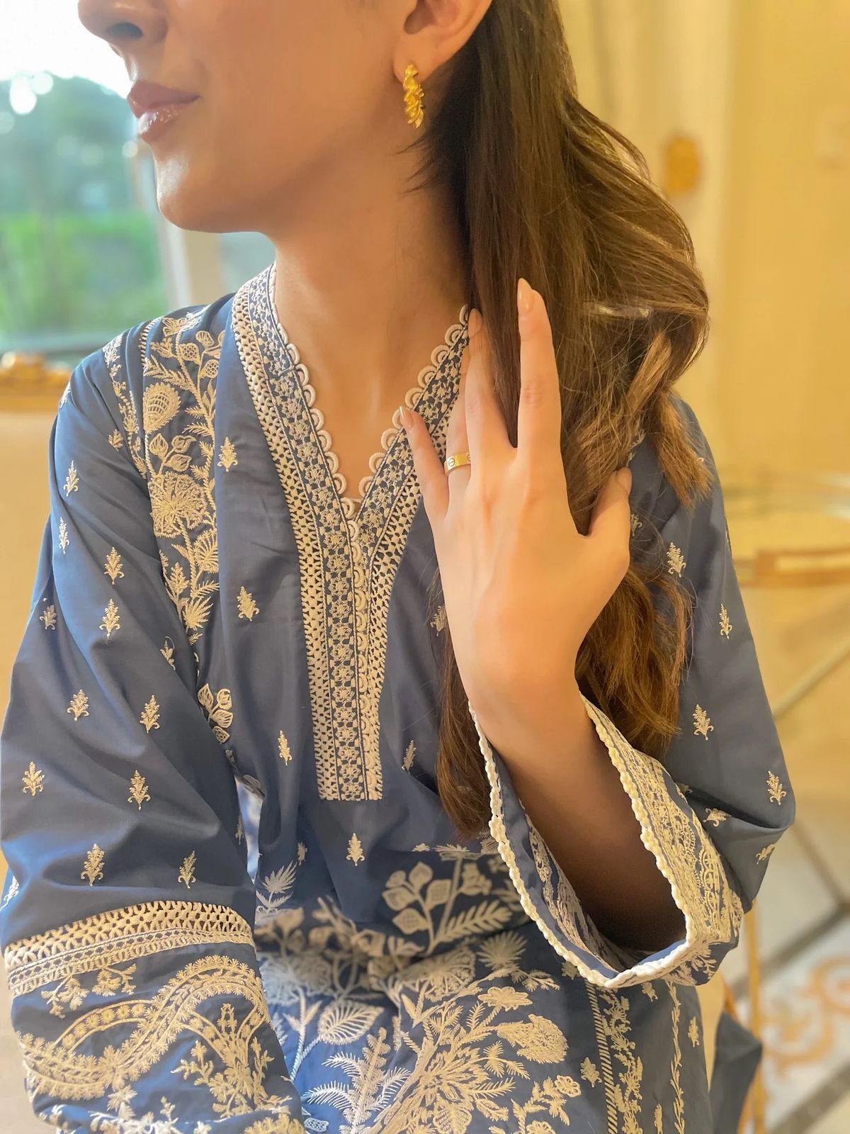 Naarj Blue Luxury Lawn Collection Replica - Image 3