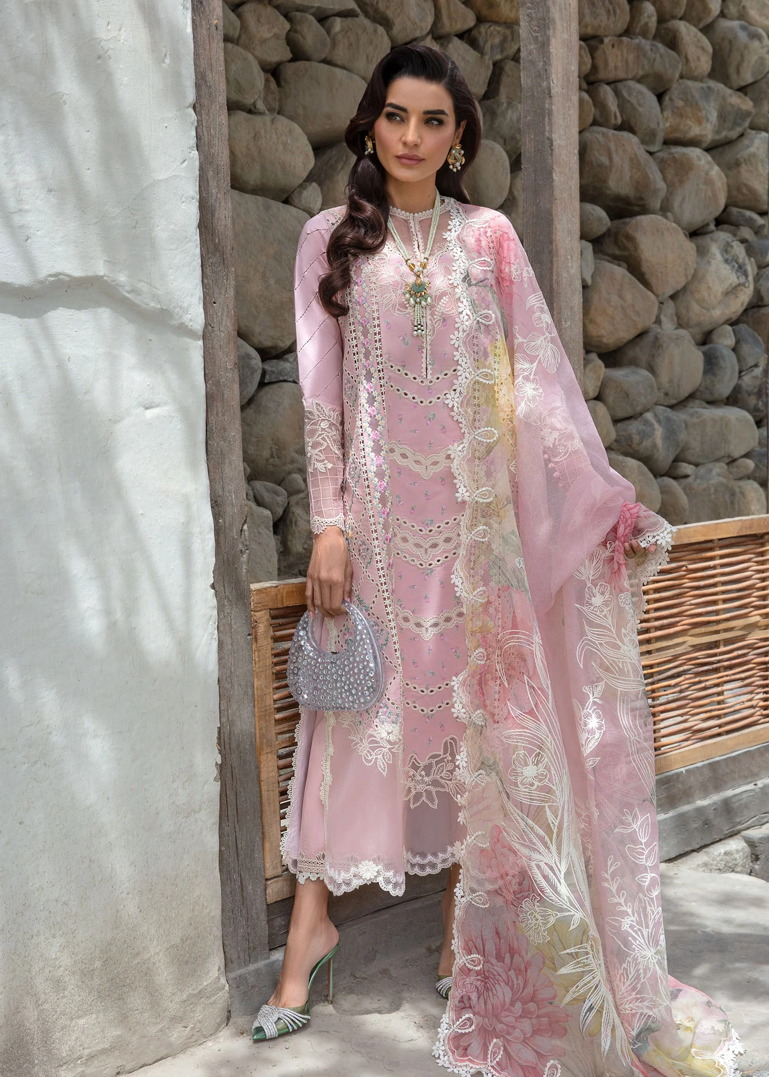 Alternative view of Crimson Baby Pink Luxury Lawn Collection Replica