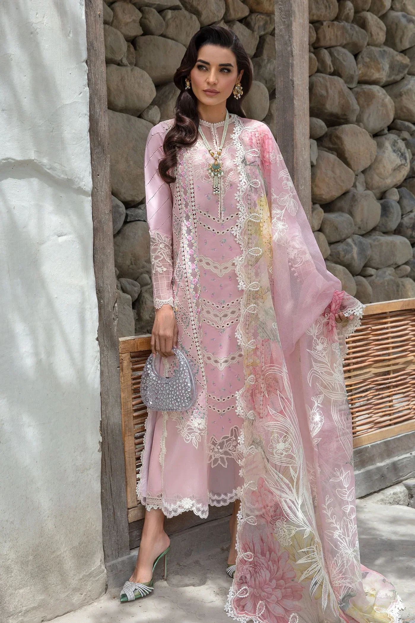 Crimson Baby Pink Luxury Lawn Collection Replica