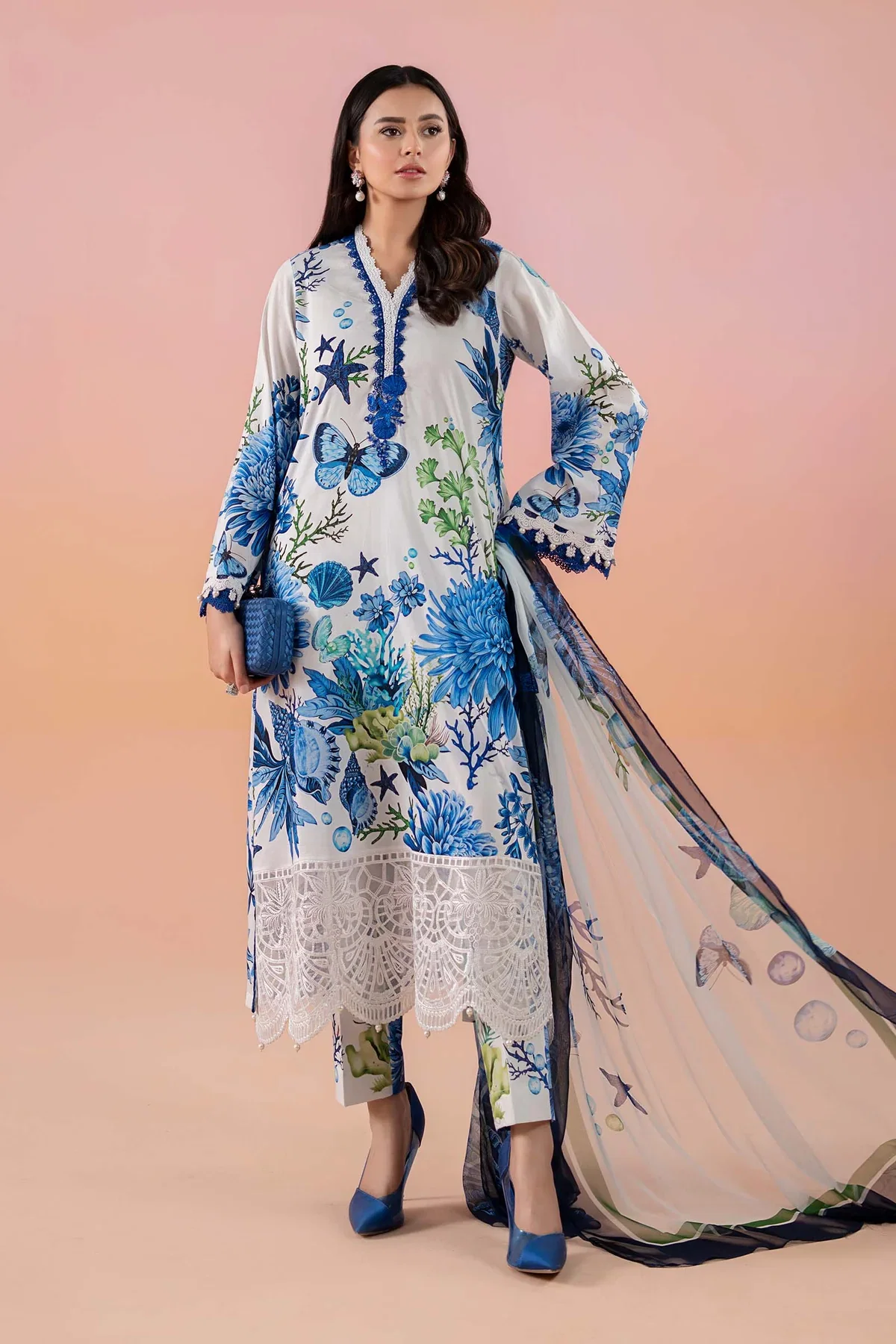 Maria B White Digital Printed Lawn Collection Replica