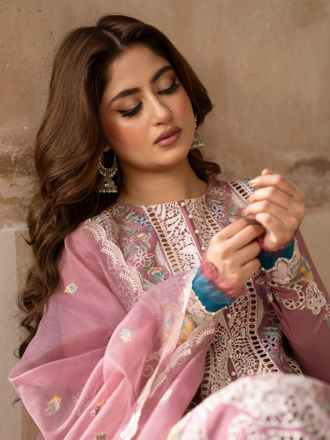 Bin Ilyas Pink Luxury Lawn Collection Replica - Image 2