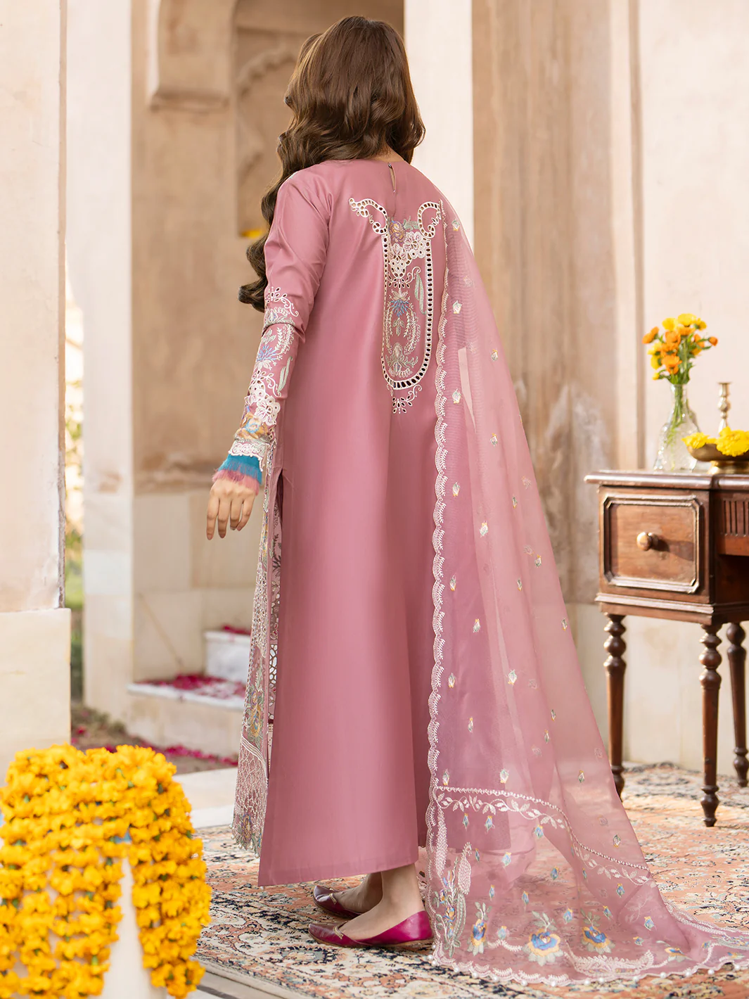 Bin Ilyas Pink Luxury Lawn Collection Replica - Image 3