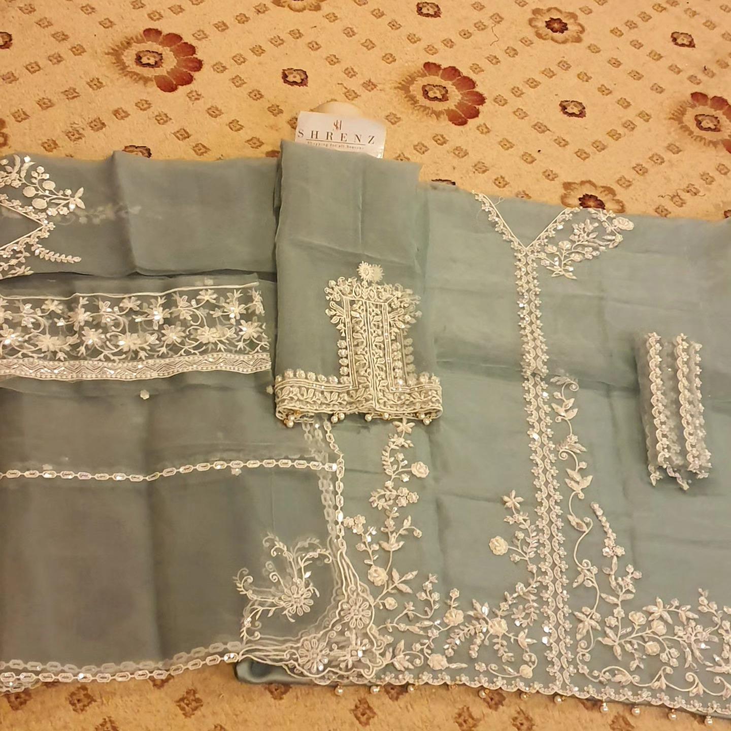 Alternative view of Agha Noor Mint Green Formal Collection Organza Replica