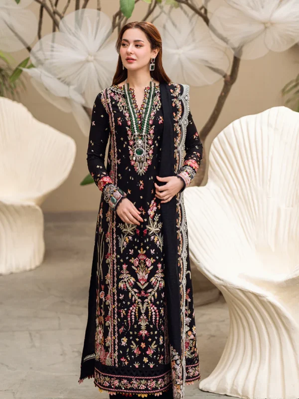 Qalamkar Black Luxury Lawn Collection Replica