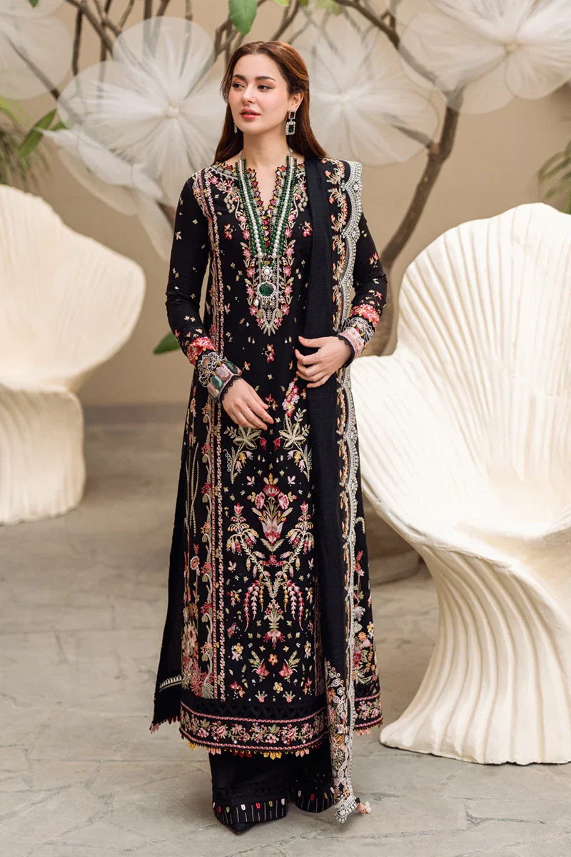 Qalamkar Black Luxury Lawn Collection Replica