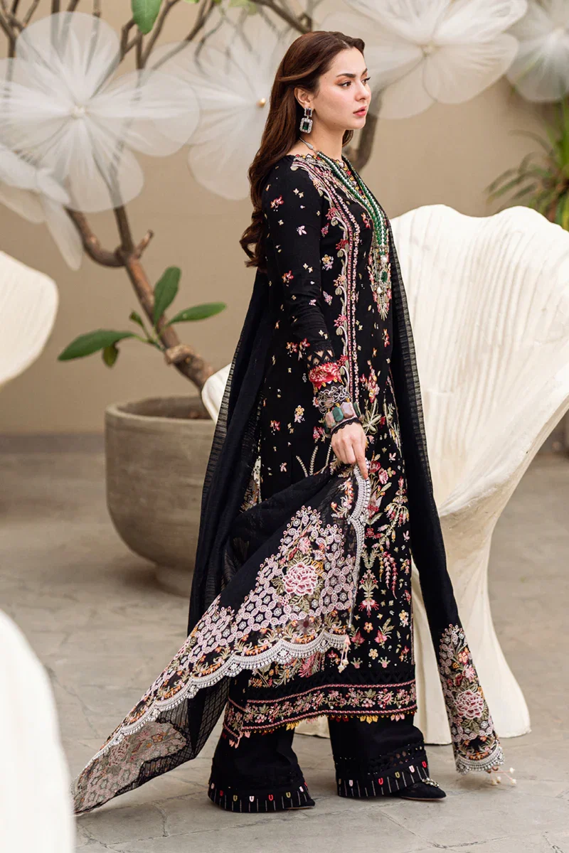 Alternative view of Qalamkar Black Luxury Lawn Collection Replica