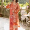 Asifa & Nabeel Orange Digital printed Lawn Collection Replica