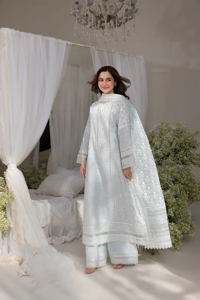 Sobia Nazir Ice Blue Luxury Lawn Collection Replica
