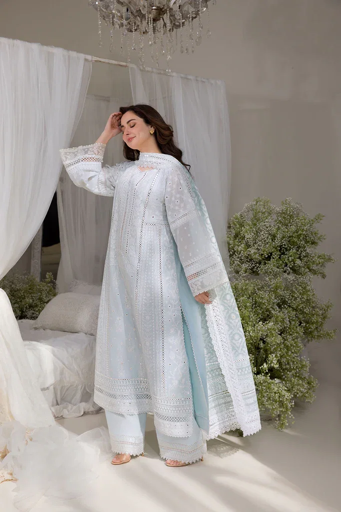 Alternative view of Sobia Nazir Ice Blue Luxury Lawn Collection Replica