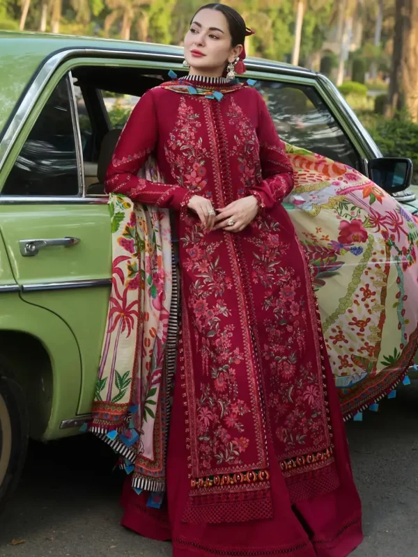 Hussain Rehar Red Luxury Lawn Collection Replica