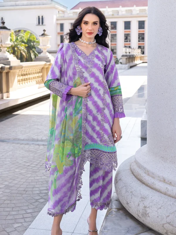Charizma Purple Digital Printed Lawn Collection Replica